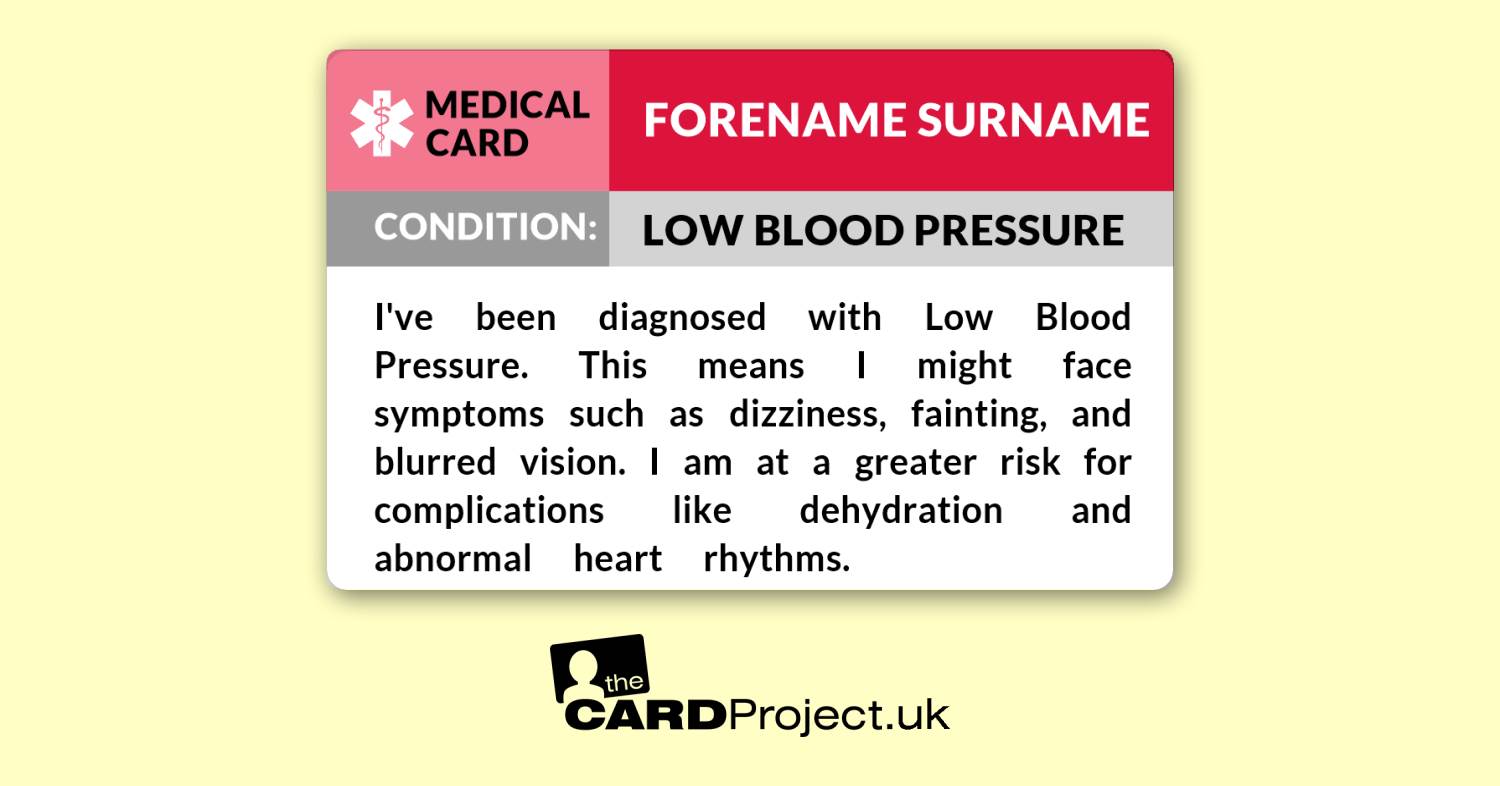 Low Blood Pressure Card  (FRONT)